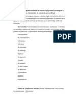 Describa y Evalué Diversas Formas de Clasificar Las Pruebas Psicológicas y Otros Instrumentos de Evaluación Psicométrica