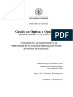 Cambios en La Evaporación y La Estabilidad de La Película Lagrimal Por El Uso de Lentes de Contacto