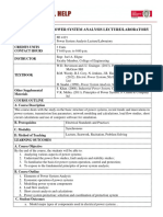 Course Syllabus Power System Analysis Lec. Lab.