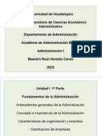 UNIDAD I, 1a PARTE ADMINISTRACION I 2023