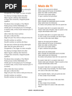 Letras - Mais de Ti e Sonhos de Deus