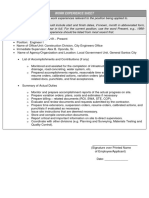 CS Form No. 212 Attachment - Work Experience Sheet