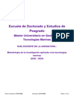 Guia Docente 835961101 - Metodologia de La Investigacion Aplicada A Las Tecnologias Marinas - Curso (2223)