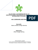 Taller para La Determinación de Las Especificaciones Funcionales Del Software y Metodología A Utilizar