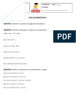 Lista de Exercícios - 8º Ano - Produtos Notáveis