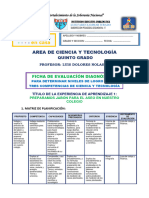 Guia de Clase 1, Cyt Quinto Grado, Ficha de Evaluación Diagnóstica, 2022