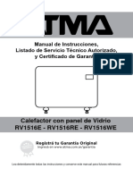 Calefactor Con Panel de Vidrio RV1516E - RV1516RE - RV1516WE