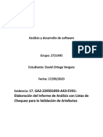 Evidencia 17. GA2-220501093-AA3-EV01 Elaboración Del Informe de Análisis Con Listas de Chequeo para La Validación de Artefactos