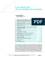 Modélisation Et Calcul de L'incertitude D'un Résultat de Mes