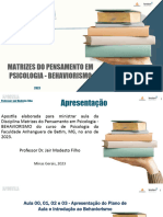 Aula 00, 01, 02 e 03 (N) - Apresentação Do Plano de Aula e Introdução Ao Behaviorismo