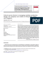 Critical Success Factors in Managing Modular Production Design Six Company Case Studies in Hong Kong, China, and Singapore - Lau - 2011