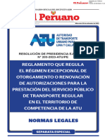 Resolución de Presidencia Ejecutiva #203-2023-Atu/pe