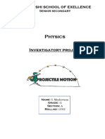 Projectile Motion Physics Investigatory Project Mouleswaran