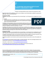 Carry Forward of Results: Cambridge International AS & A Level Design & Technology (9705) For Examination in 2025