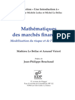 Mathématiques Des Marchés Financiers Modélisation Du Risque Et de L'incertitude