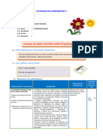 D4 A1 SESION COM. Leemos Un Texto Narrativo Sobre La Primavera