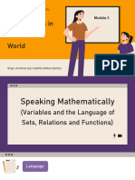 Chapter III - Speaking Mathematically (Part I)