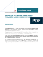 DIAGNOSTICO 024 Evaluación Del Mensaje Publicitario Televisión, Radio y Medios Impresos