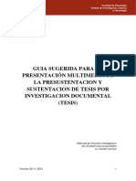 Guia Sugerida para La Presentación Multimedia de La Presustentacion Y Sustentacion de Tesis Por Investigacion Documental (Tesis)