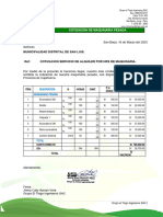 Cotizacion de Maquinaria Grupo El Tingo