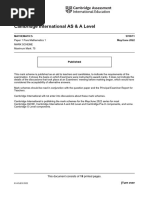 Cambridge International AS & A Level: Mathematics 9709/11 May/June 2022