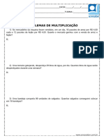 Atividade de Matematica Problemas de Multiplicacao 4 Ano