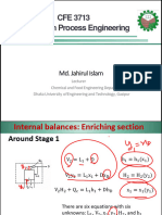 Binary Column Distillation Internal Stage by Stage Balance