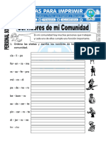 Ficha de Servidores de Mi Comunidad para Primero de Primaria