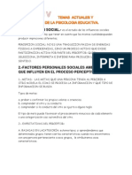 Temas Actuales y Aplicaciones de La Psicologia Educativa