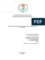 Relatório 8 Inorgânica - Estudo Dos Compostos de Coordenação de Ferro, Cobalto e Cobre