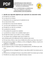 Guía de Ejercicios y Problemas OPERACIONES CON POLINOMIOS