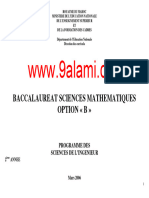 Programme Des Sciences de L Ingenieur Option Sciences Mathematiques B