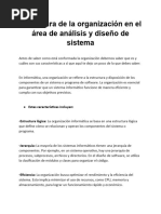 Estructura de La Organización en El Área de Análisis y Diseño de Sistema