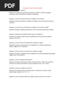 20 Preguntas Sobre El Tema Del Adjetivo