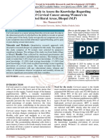 A Descriptive Study To Assess The Knowledge Regarding Prevention of Cervical Cancer Among Women's in Selected Rural Areas, Bhopal M.P