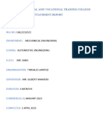 Automotive Attachment Report