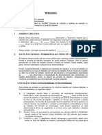 MEMORANDO Horário de Trabalho, Jornada de Trabalho e Política de Entrada Ou Permanência No Local de Trabalho