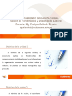 Comportamiento Organizacional Sesión 5: Rendimiento y Desempeño Laboral