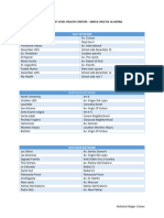 LIST OF HEALTH CENTERS Santa Cruz de La Sierra