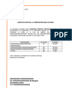 Modèle de Certification de La Composition Des Actionnaires