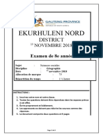 Examen Final de Géographie de 8e Année, Novembre 2018