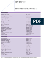 Academic Calender (2010-11) : College of Engineering/ Sciences/ Humanities & Social Sciences