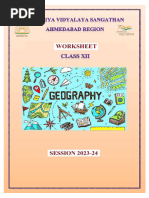 Worksheet Xii Geography 2023-24