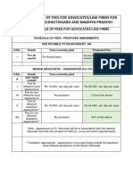 Secl:-Schedule of Fees For Advocates/Law Firms For The State of Chhattisgarh and Madhya Pradesh