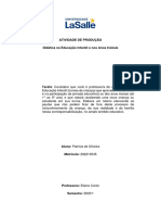 Atividade de Produção1 Didatica Aluna Patricia Dde Oliveira