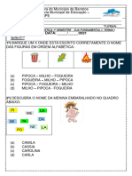 Avaliação Diagnóstica 1 Semestre Eja T - I 2021