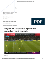 Neymar Se Rompió Los Ligamentos Cruzados y Será Operado - ESPN