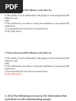 Personhood Development Drill With Answer Key