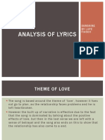 Analysis of Lyrics - SUNSHINE BY LUPE FIASCP