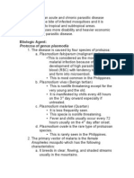 Malaria Is An Acute and Chronic Parasitic Disease: Etiologic Agent